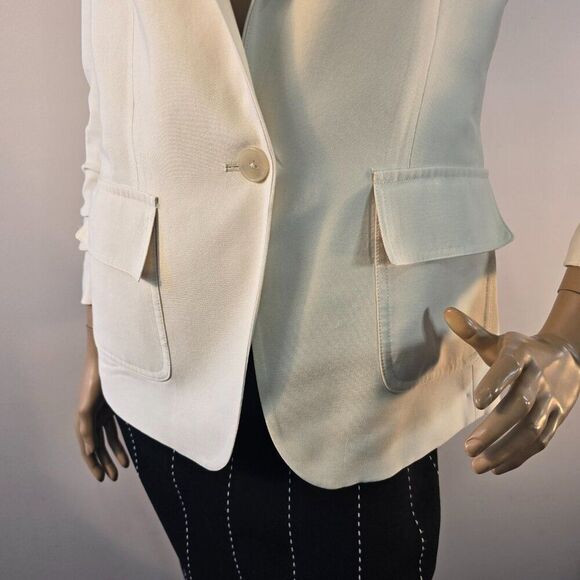 DKNY Donna Karan Rushed Sleeve One Button Blazer Size 2 Beige Color - Picture 8 of 10
